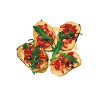 Ristorante-Pizzeria Trattoria Lara | Vorspeise Bruscetta-Grafik